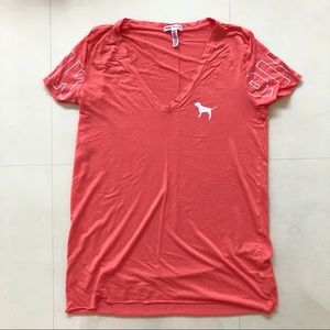 Pink V Neck T Shirt